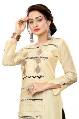 Cream embroidered viscose long-kurtis 2