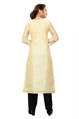 Cream embroidered viscose long-kurtis 3