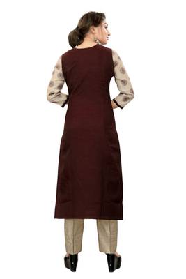 Coffee embroidered viscose long-kurtis 4