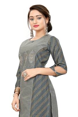 Grey embroidered viscose long-kurtis 2