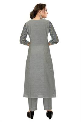 Grey embroidered viscose long-kurtis 4