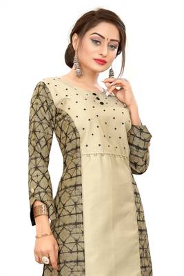 Beige embroidered viscose long-kurtis 2