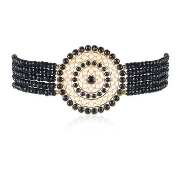 Gold Plated Latest Choker Design Traditional Stylish Fancy Pearl Necklace Jewellery Set for Women 4