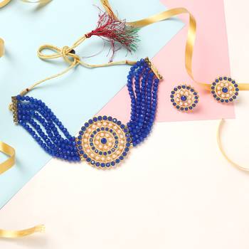 Gold Plated Latest Choker Design Traditional Stylish Fancy Pearl Necklace Jewellery Set for Women 1