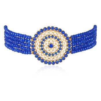 Gold Plated Latest Choker Design Traditional Stylish Fancy Pearl Necklace Jewellery Set for Women 3