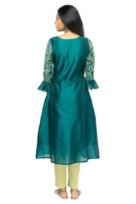 Green printed viscose long-kurtis 4