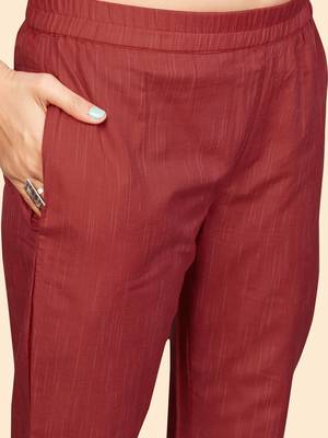 Print & Embroidered Straight Cotton Coral Stitched Kurta Pant With Dupatta 9