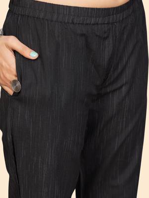 Printed & Embroidered Straight Cotton Black Stitched Kurta Pant With Dupatta 9