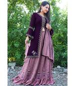 Women's Purple Faux Georgette Stitched Lehenga