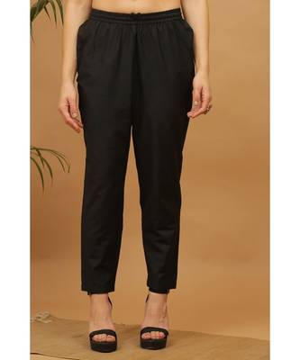 Kaanchie Nanggia Black Solid Cotton Pants 1