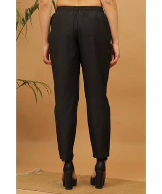 Kaanchie Nanggia Black Solid Cotton Pants 3