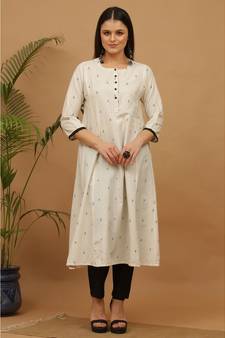 Kaanchie Nanggia White  Cotton Kurta