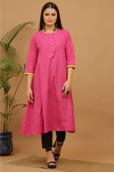 Kaanchie Nanggia Pink  Cotton Kurta