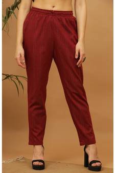 Kaanchie Nanggia Maroon Stripped Cotton Pants