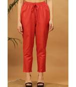 Kaanchie Nanggia Red Solid Cotton Pants