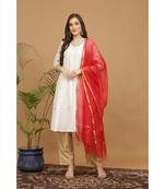 Kaanchie Nanggia White Embroidered Silk Kurta Pant Dupatta Set