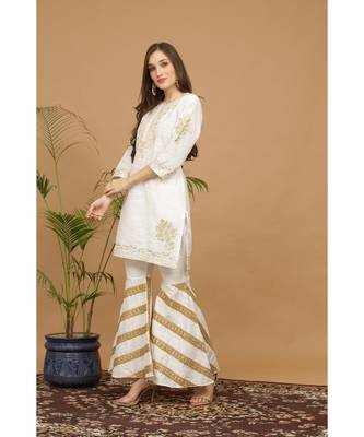 Kaanchie Nanggia White Embroidered Silk Kurta Pant Set 3