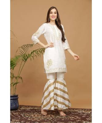Kaanchie Nanggia White Embroidered Silk Kurta Pant Set 4