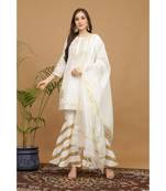 Kaanchie Nanggia White Embroidered Silk Kurta Pant Dupatta Set