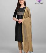 VredeVogel Black Embroidered Kurta Pant With chanderi dupatta