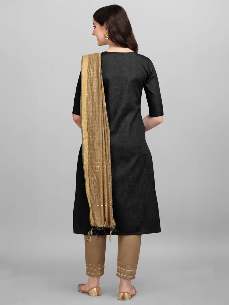 VredeVogel Black Embroidered Kurta Pant With chanderi dupatta