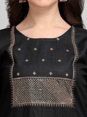 VredeVogel Black Embroidered Kurta Pant With chanderi dupatta 4