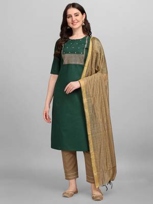 VredeVogel Green Embroidered Kurta Pant With chanderi dupatta 1