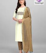  White Embroidered Kurta Pant With chanderi dupatta