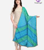  Blue Printed Kurta Pant With Bandhani dupatta