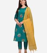  Rama Cotton Silk Jacquard Kurta Pant With chanderi Silk dupatta