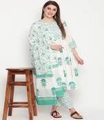 White printed cotton kurta-sets