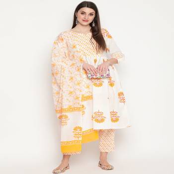 White printed cotton kurta-sets 1