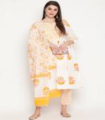 White printed cotton kurta-sets