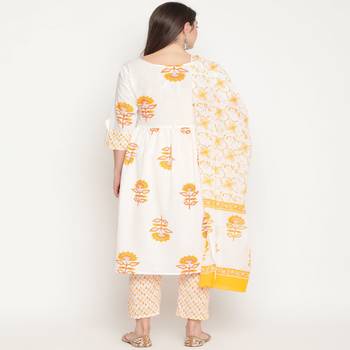 White printed cotton kurta-sets 2