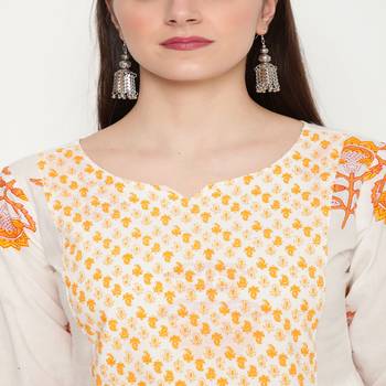 White printed cotton kurta-sets 5