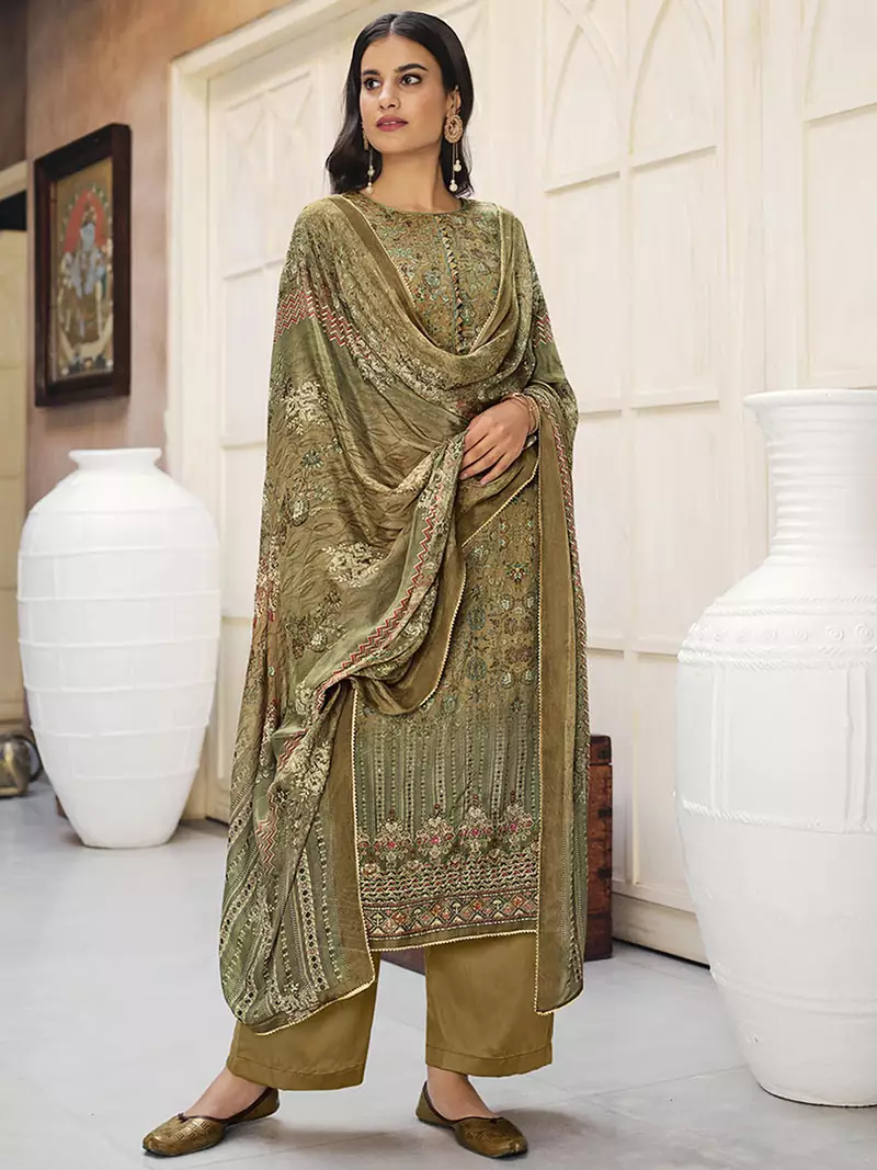 Green digital print viscose  salwar