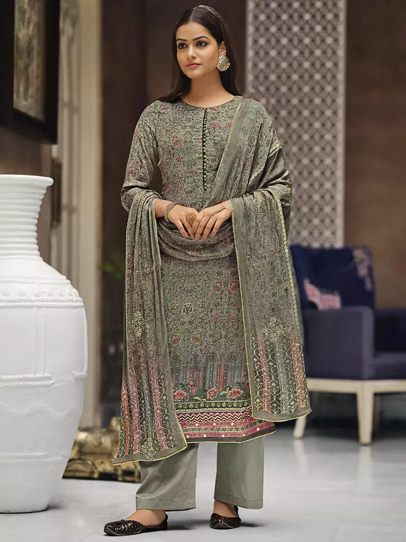 Grey digital print viscose salwar