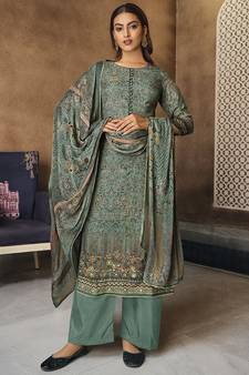 Turquoise digital print viscose salwar