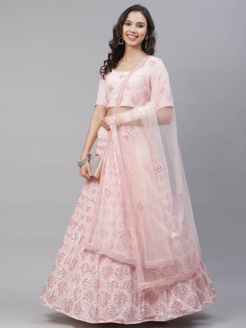 SHUBHKALA pink georgette embroidered   Choli Blouse with   Lehenga Ghagra with    Dupatta