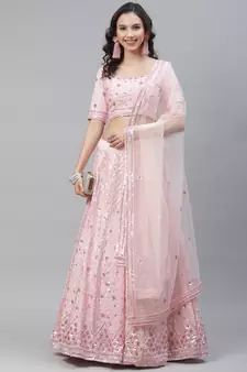 SHUBHKALA pink georgette embroidered   Choli Blouse with   Lehenga Ghagra with    Dupatta
