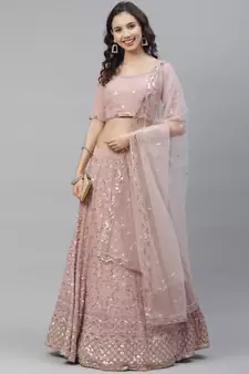 SHUBHKALA light-pink georgette embroidered   Choli Blouse with   Lehenga Ghagra with    Dupatta