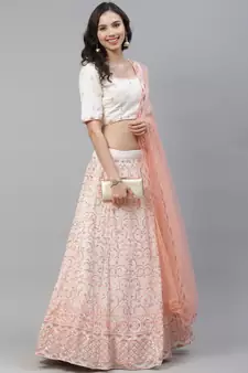 SHUBHKALA off-white georgette embroidered   Choli Blouse with   Lehenga Ghagra with    Dupatta