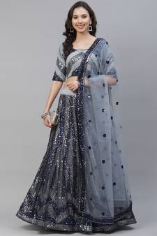 SHUBHKALA grey georgette embroidered   Choli Blouse with   Lehenga Ghagra with    Dupatta
