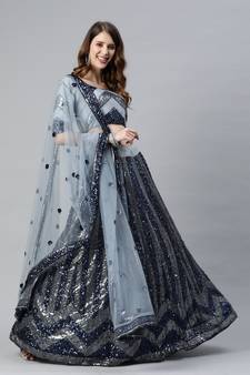SHUBHKALA grey georgette embroidered   Choli Blouse with   Lehenga Ghagra with    Dupatta