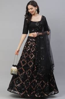 SHUBHKALA black georgette embroidered   Choli Blouse with   Lehenga Ghagra with    Dupatta