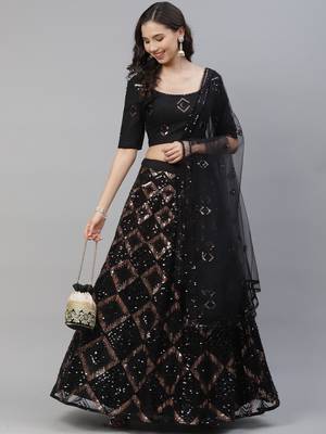 Shubhkala Charming Black Net Embroidered Choli Blouse With Lehenga Ghagra With Dupatta 2
