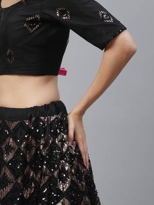 Shubhkala Charming Black Net Embroidered Choli Blouse With Lehenga Ghagra With Dupatta 4