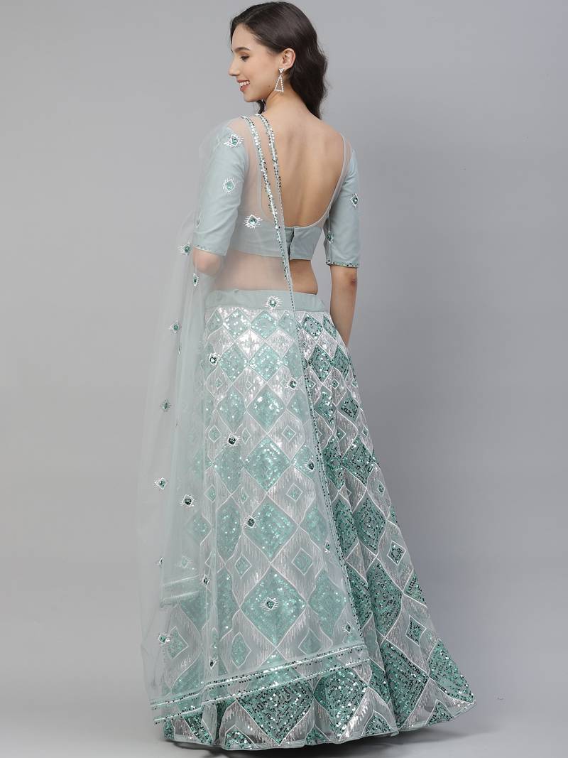 SHUBHKALA sky-blue georgette embroidered   Choli Blouse with   Lehenga Ghagra with    Dupatta