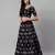 SHUBHKALA NAVY BLUE EMBROIDERED SILK SEMI STITCHED LEHENGA