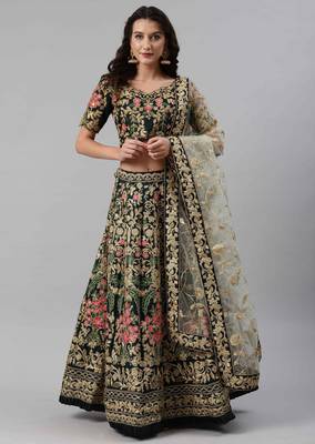 SHUBHKALA Heavy Embroidered Work UNSTITCHED LEHENGA Choli WITH BLOUSE 1